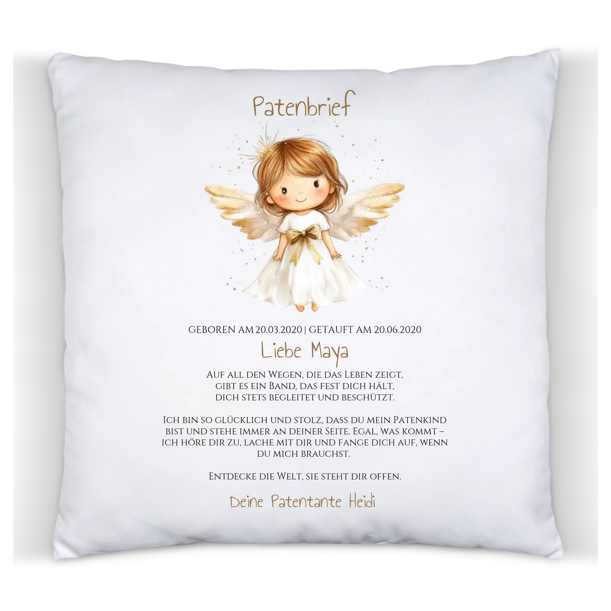 Patenbrief Geschenk Patenkind Schutzengel - Decke, Kissen, Poster, Leinwandbild personalisiert