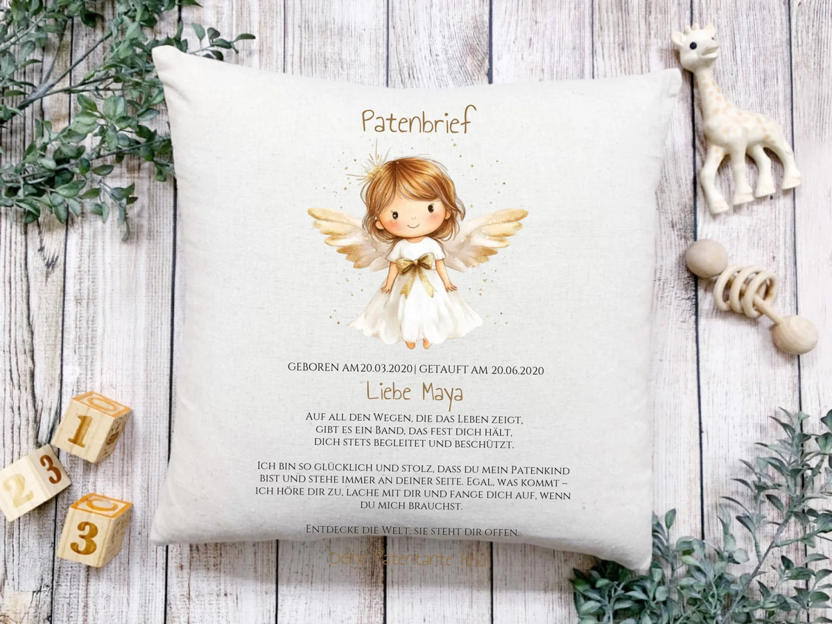 Patenbrief Geschenk Patenkind Schutzengel - Decke, Kissen, Poster, Leinwandbild personalisiert