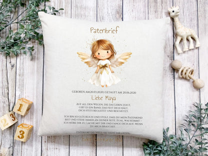 Patenbrief Geschenk Patenkind Schutzengel - Decke, Kissen, Poster, Leinwandbild personalisiert