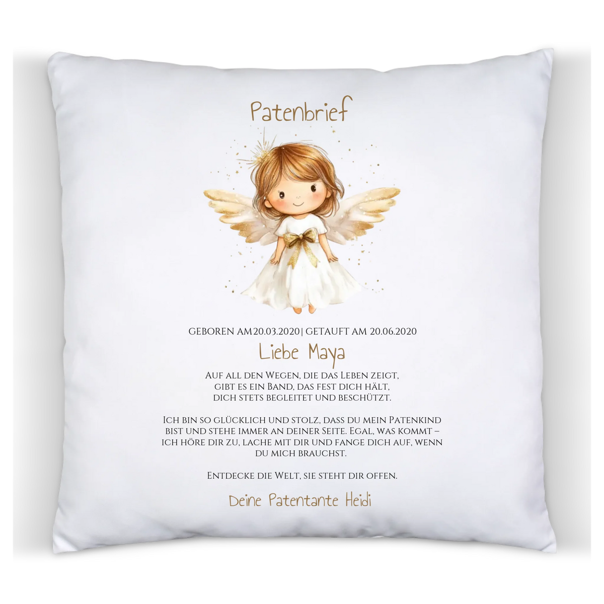 Patenbrief Geschenk Patenkind Schutzengel - Decke, Kissen, Poster, Leinwandbild personalisiert