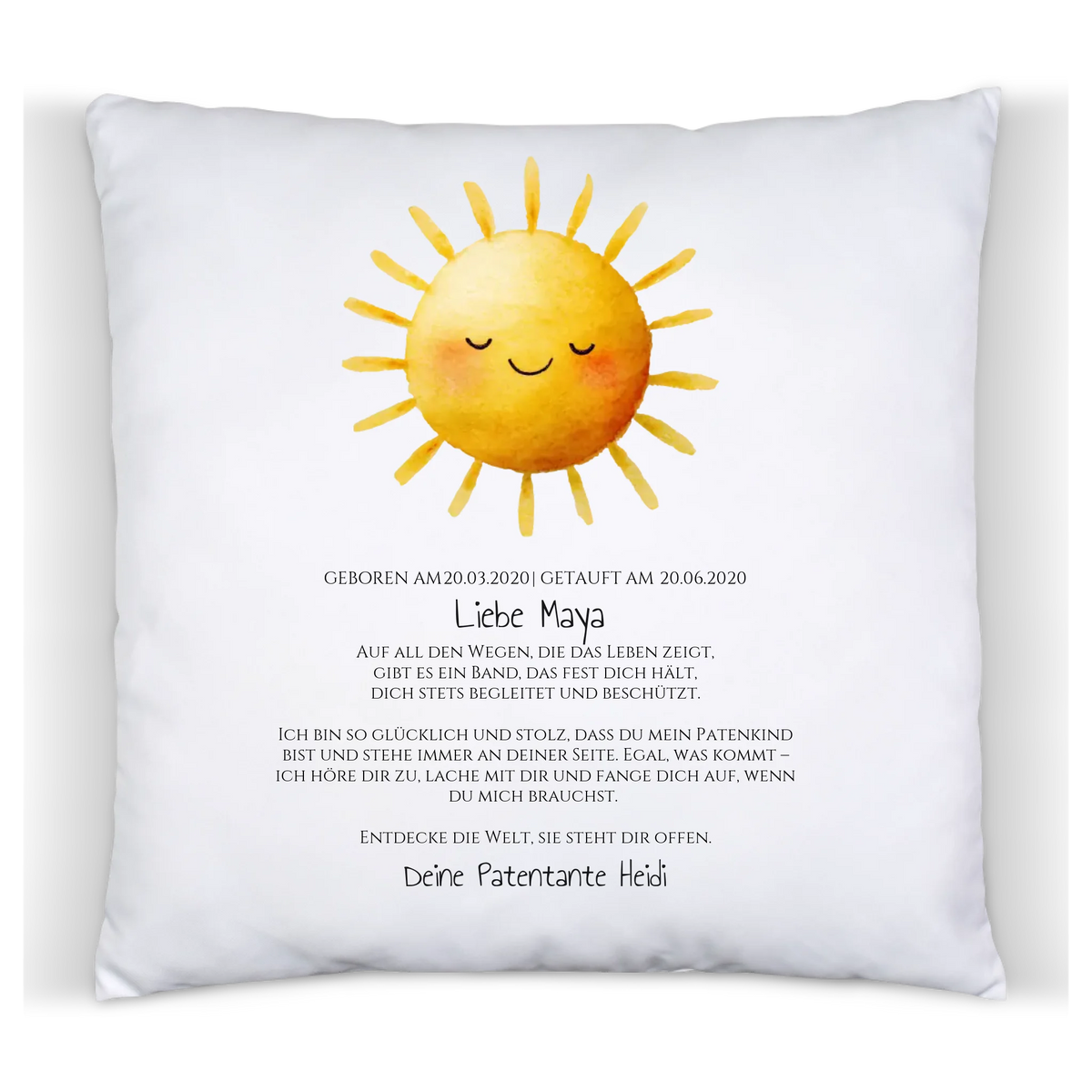 Patenbrief Geschenk Patenkind Sonne - Decke, Kissen, Poster, Leinwandbild personalisiert