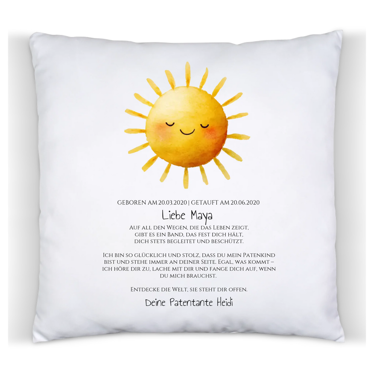 Patenbrief Geschenk Patenkind Sonne - Decke, Kissen, Poster, Leinwandbild personalisiert