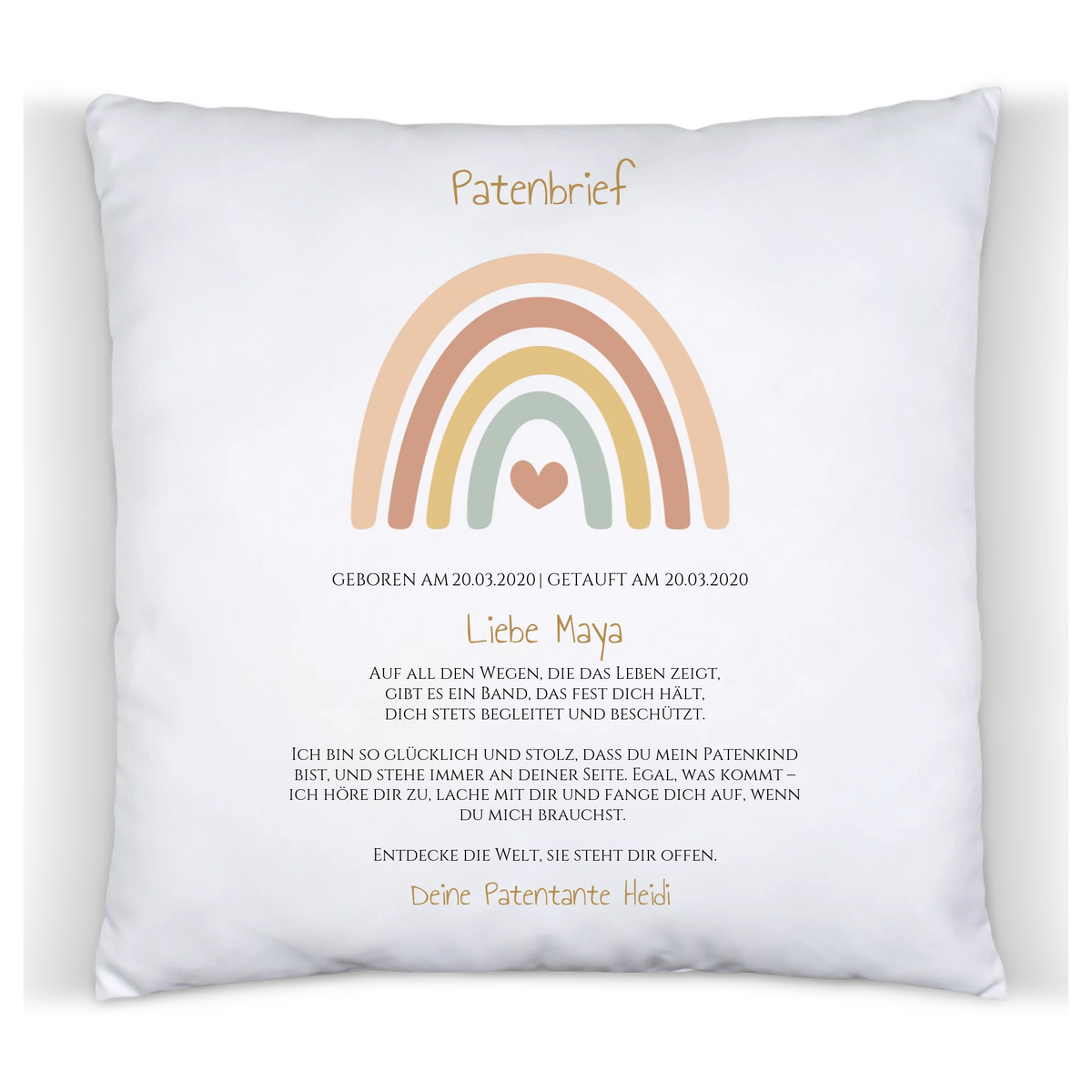 Patenbrief Geschenk Patenkind Regenbogen - Decke, Kissen, Poster, Leinwandbild personalisiert