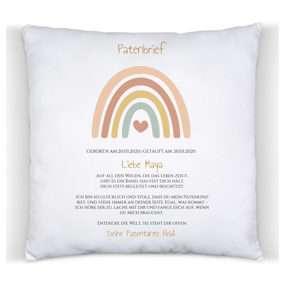 Patenbrief Geschenk Patenkind Regenbogen - Decke, Kissen, Poster, Leinwandbild personalisiert