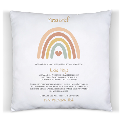 Patenbrief Geschenk Patenkind Regenbogen - Decke, Kissen, Poster, Leinwandbild personalisiert