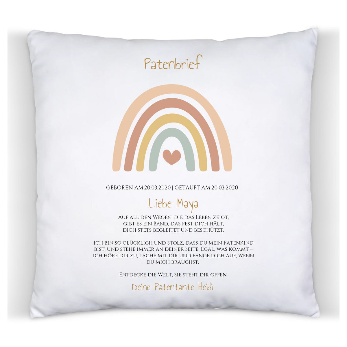 Patenbrief Geschenk Patenkind Regenbogen - Decke, Kissen, Poster, Leinwandbild personalisiert