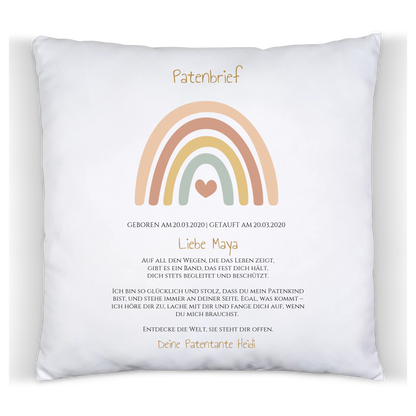 Patenbrief Geschenk Patenkind Regenbogen - Decke, Kissen, Poster, Leinwandbild personalisiert