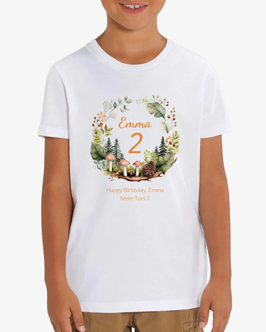 1. - 10. Geburtstag - Happy Birthday oder Wunschtext - Kinder Bio T-Shirt mit Waldtieren Namen und Wunschtext personalisiert